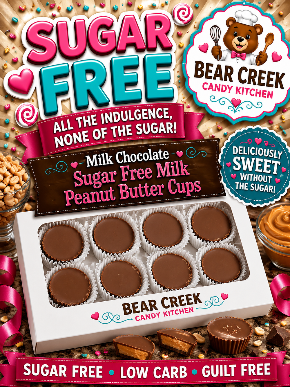 Sugar Free Milk Peanut Butter Cups, box of 15