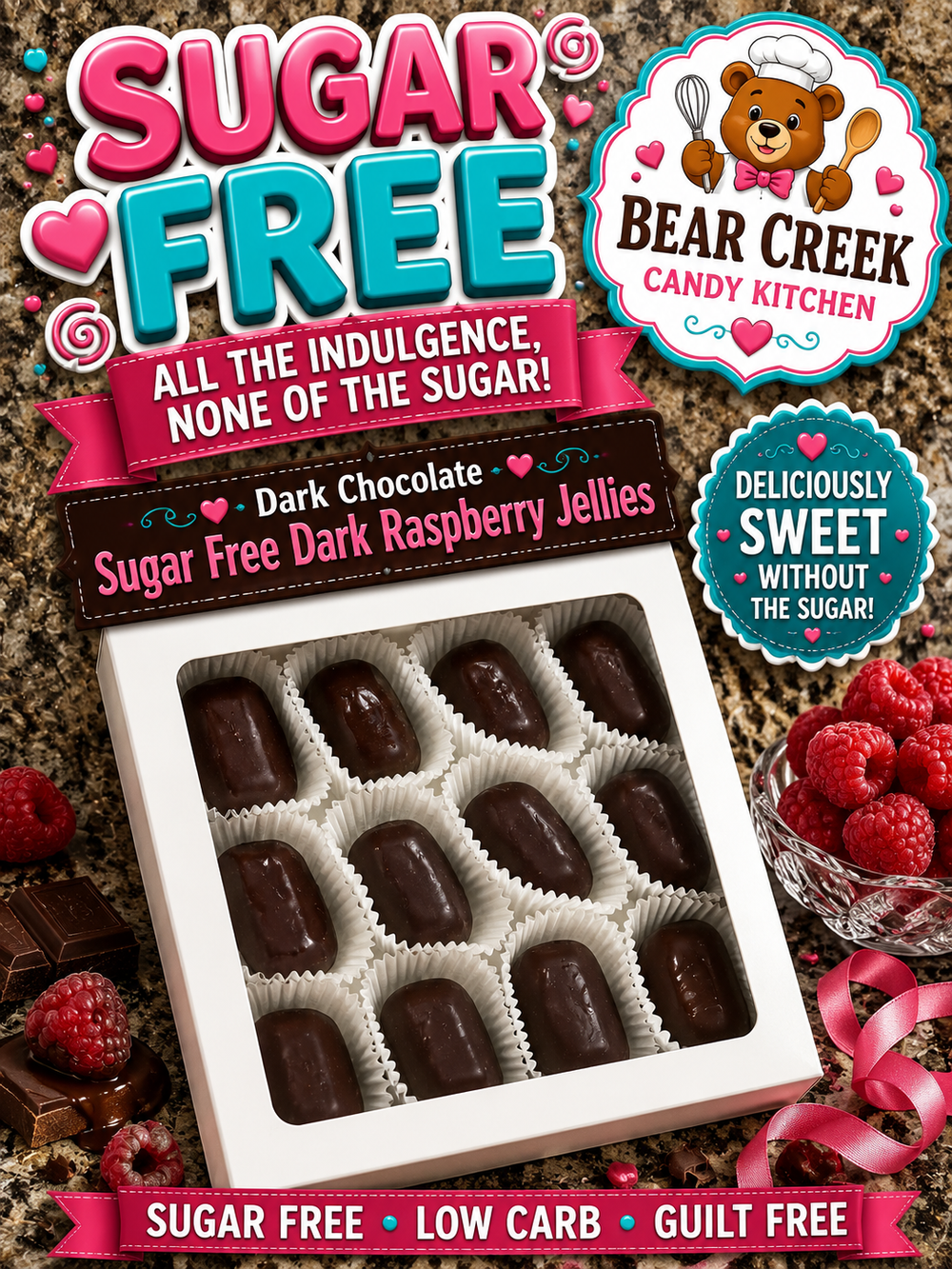 Sugar Free Dark Raspberry Jellies, box of 12