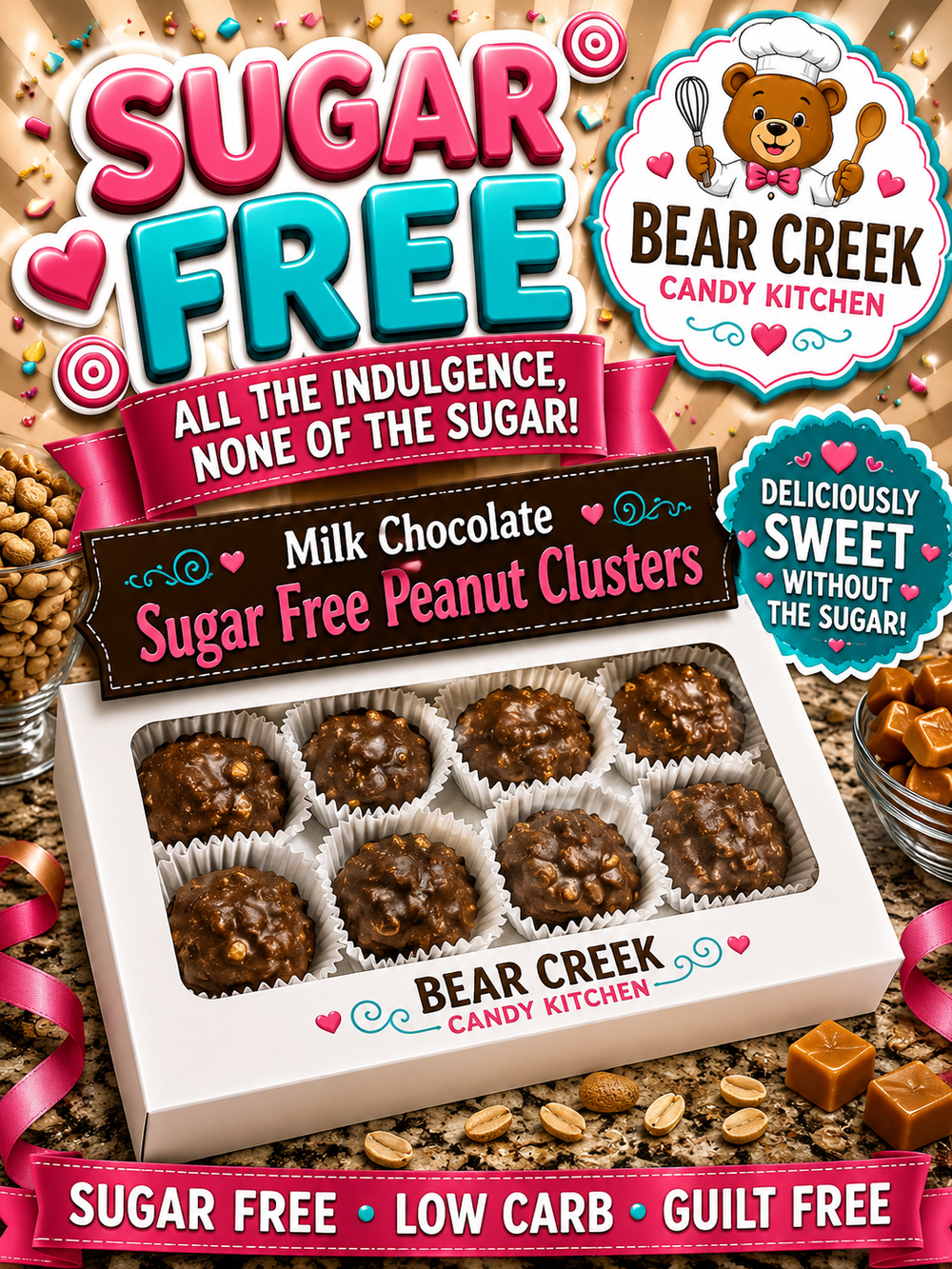 Sugar Free Milk Peanut Clusters, box of 15