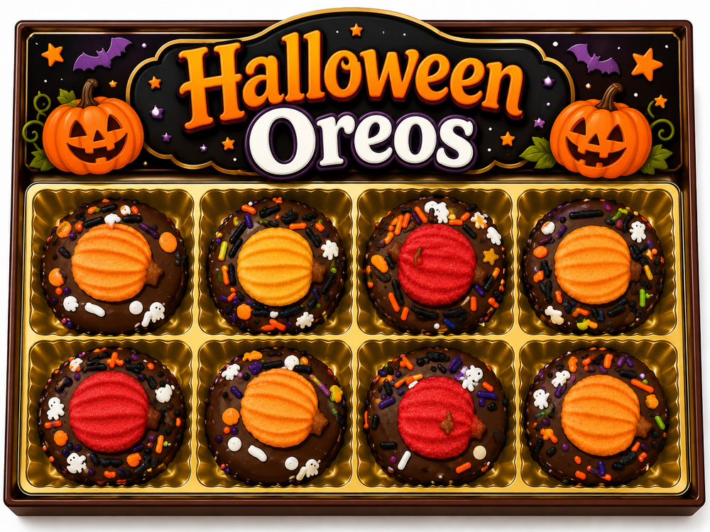 Halloween Hand Decorated Pumpkin Oreo's Box of 8