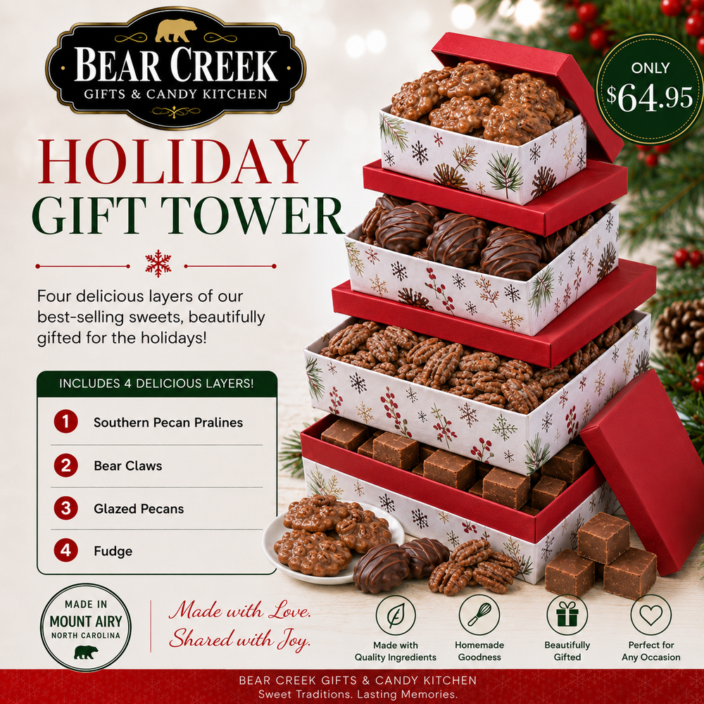 Holiday Gift Tower of Sweets 4 Christmas Boxes of Various Candy