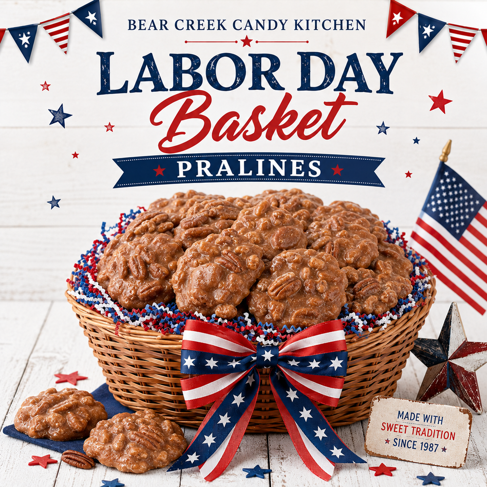 Labor Day Southern Pecan Pralines Basket, 15 Pralines