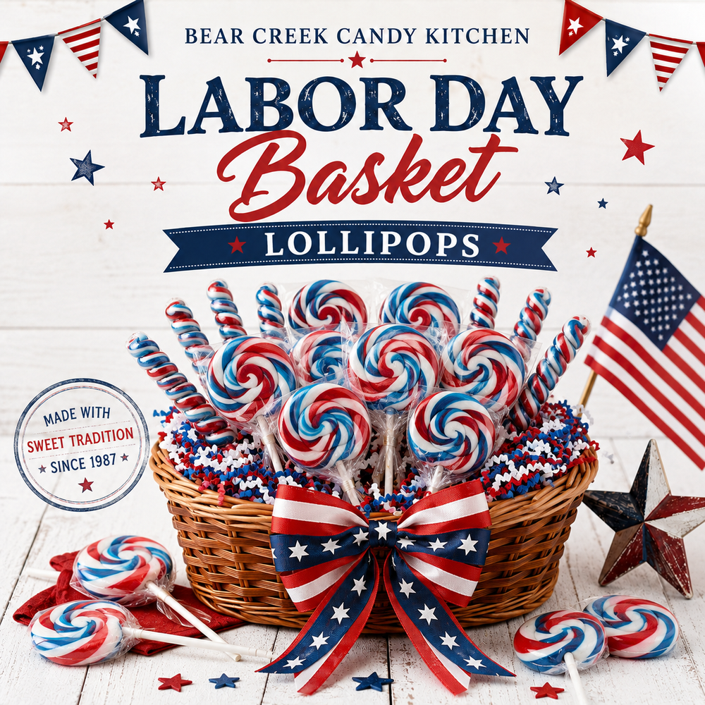 Lollipop Basket full of Labor Day lollipops