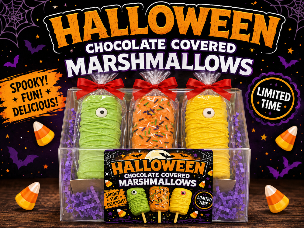 Halloween Hand Decorated Marmallow Pops Box of 6 Fall Collection