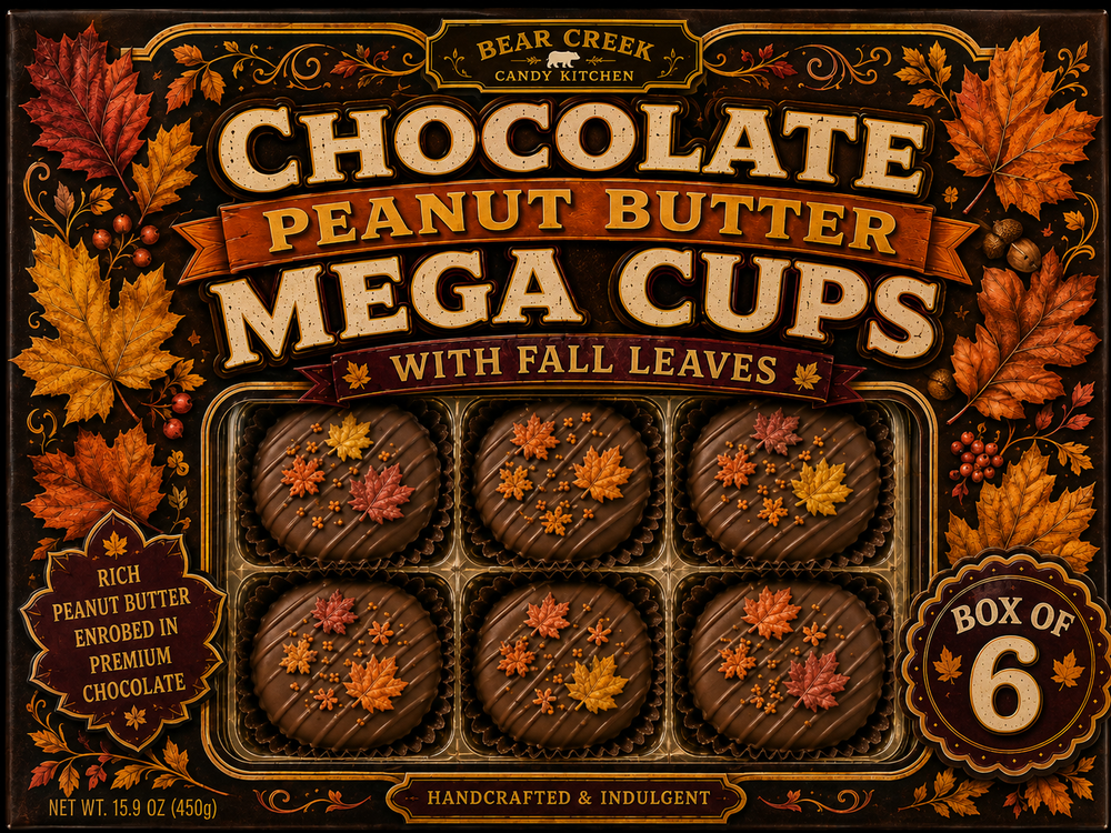 MEGA Peanut Butter Cups with Fall Leaves on them Box of 6