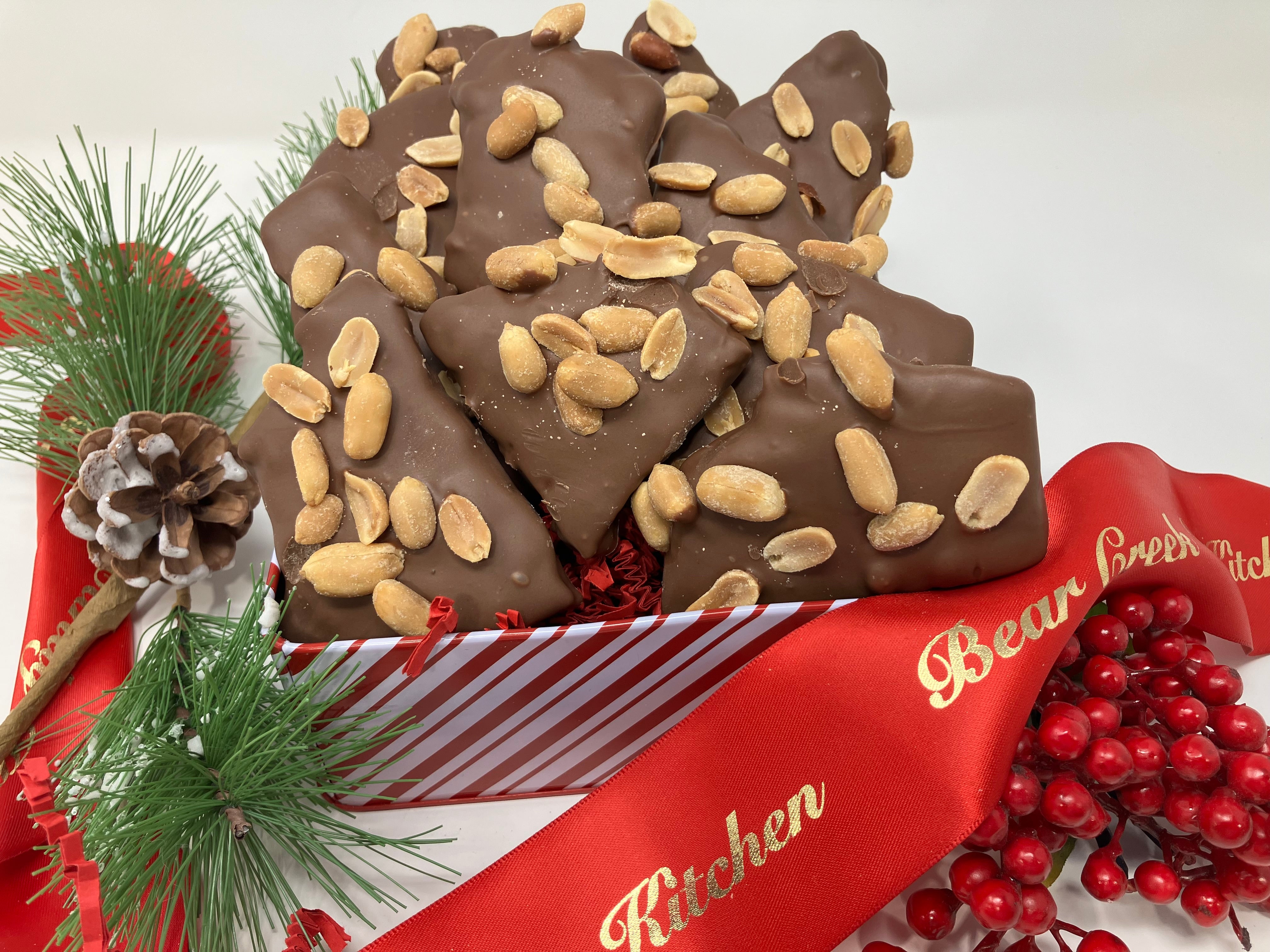 Peanut Toffee Bark 2 Pounds in Holiday Tin