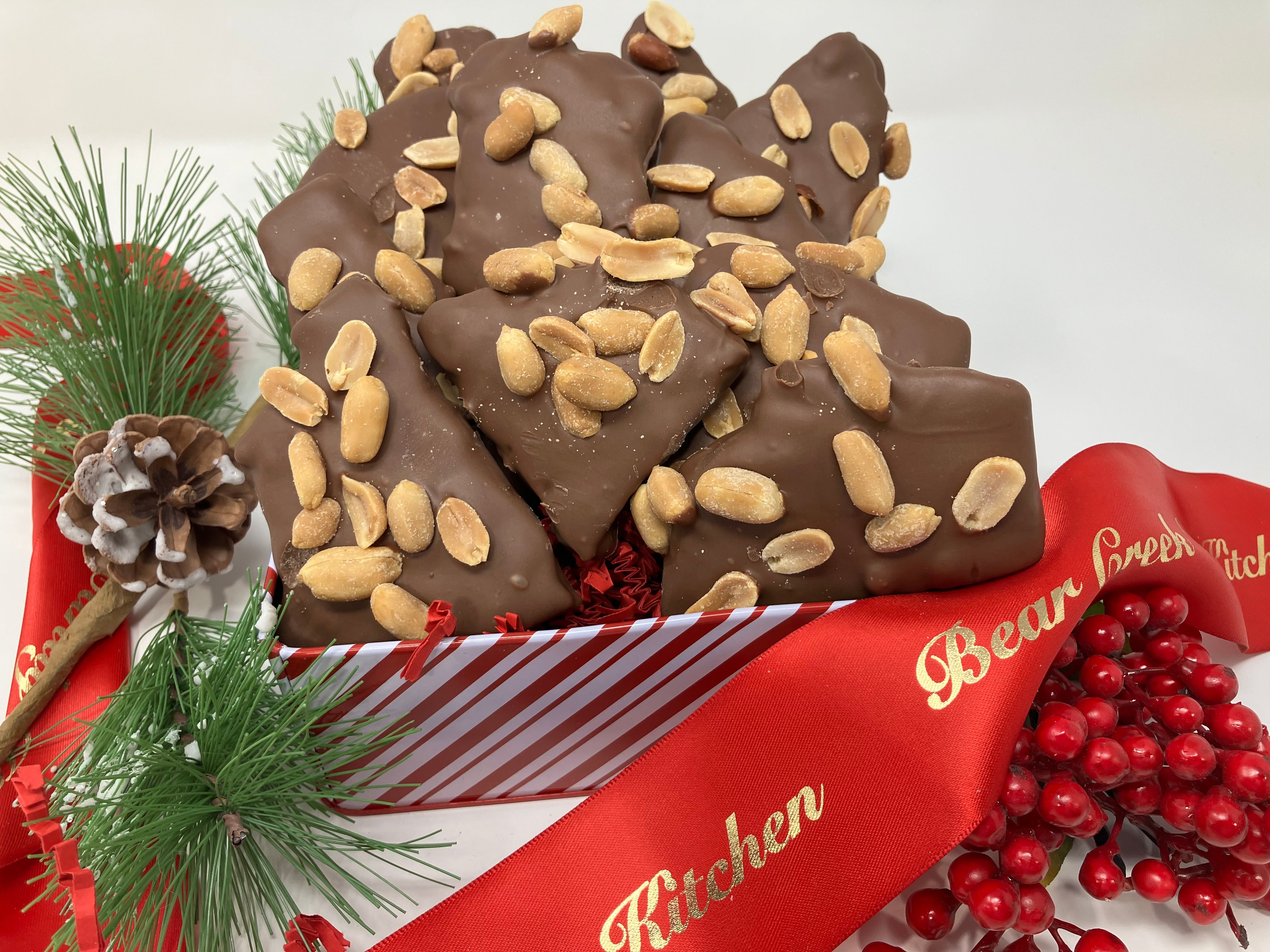 Peanut Toffee Bark 2 Pounds in Holiday Tin