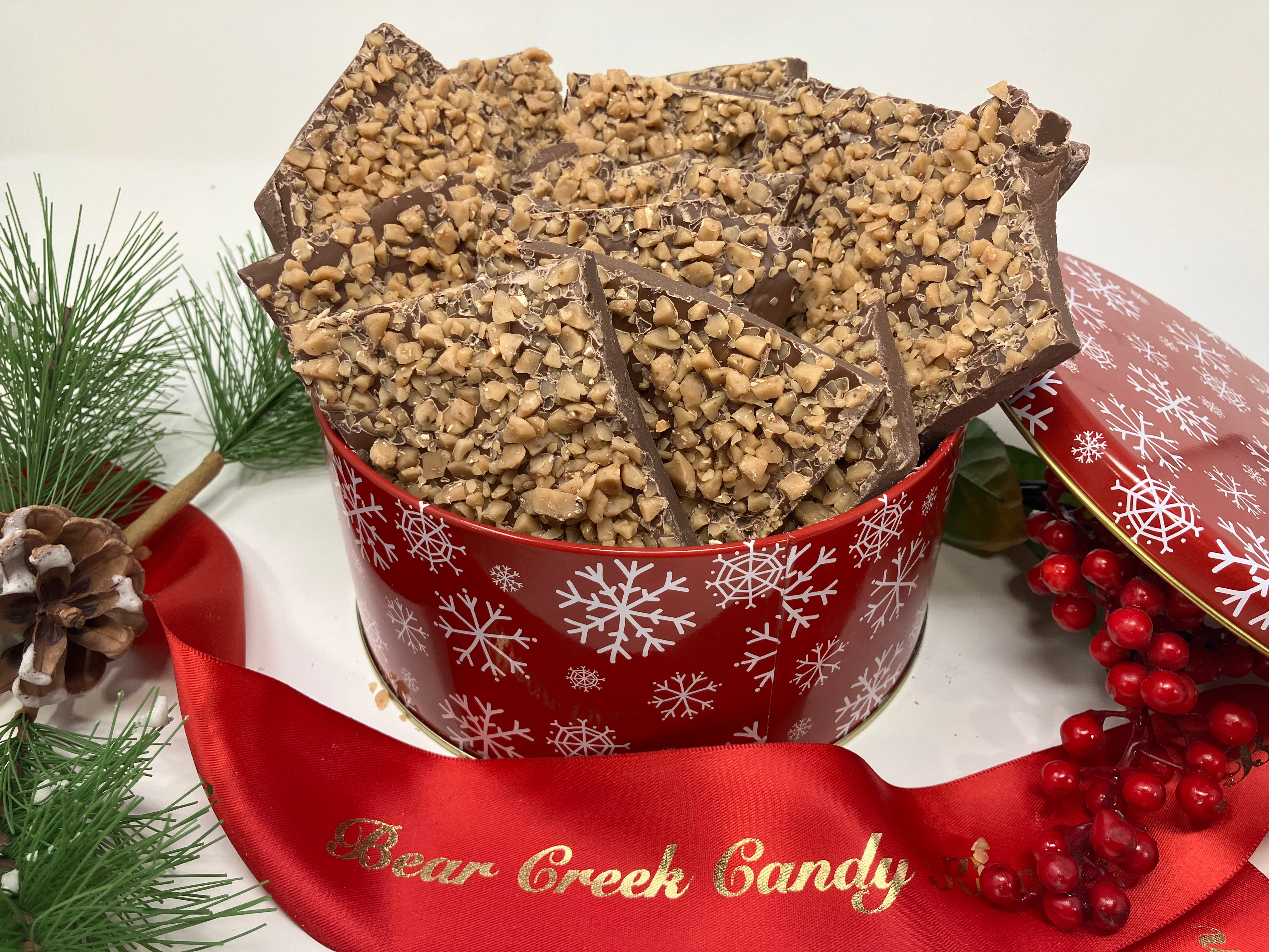 Milk Chocolate Toffee in a Holiday Tin 2 pounds