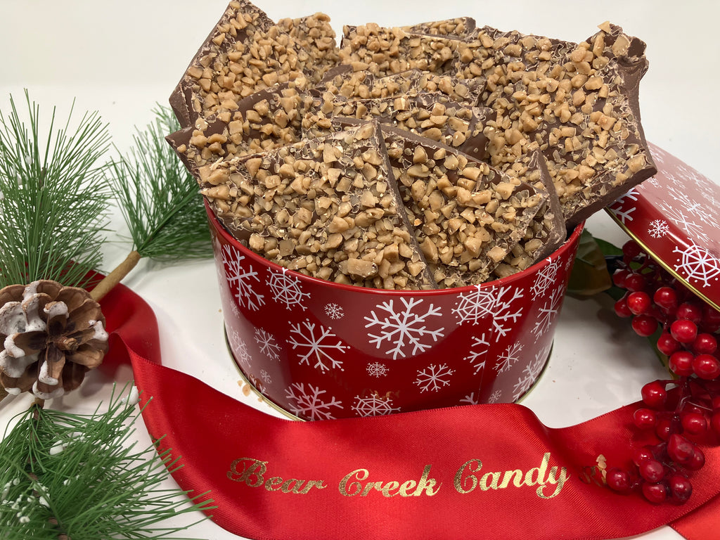 Milk Chocolate Toffee in a Holiday Tin 2 pounds