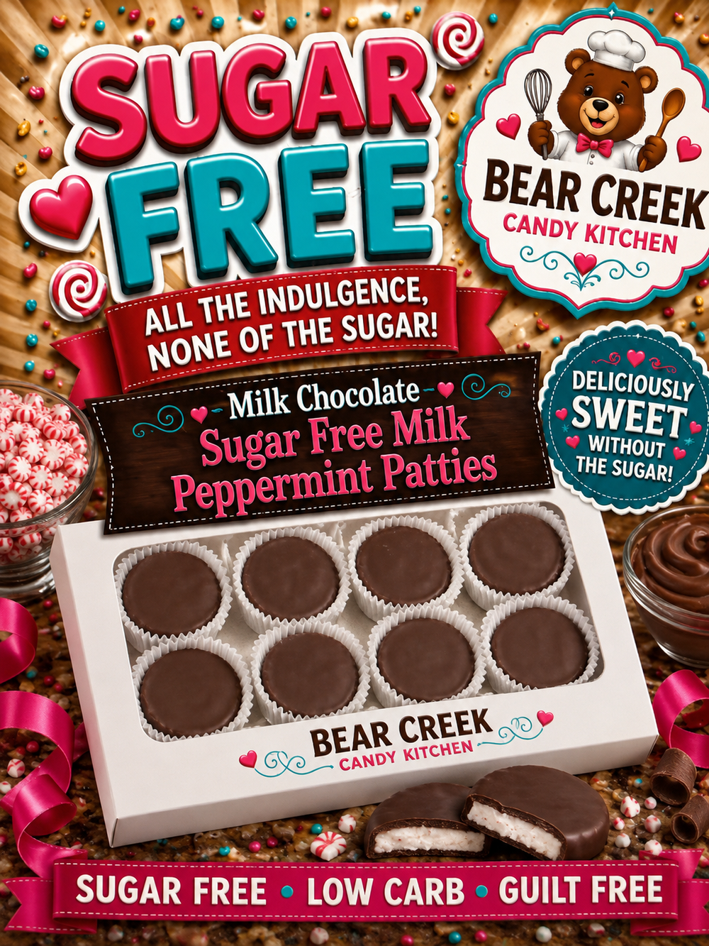 Sugar Free Milk Peppermint Patties, box of 15