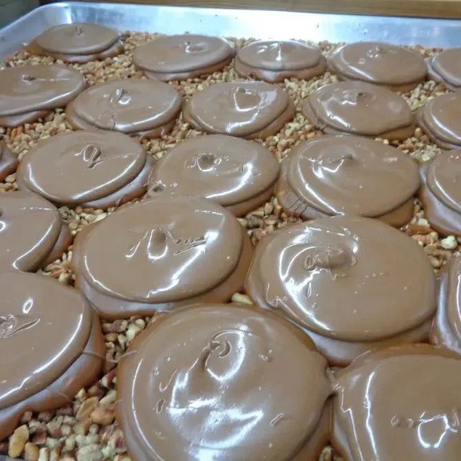 Close-up of handmade chocolate Bear Paws included in the Southern Sweets Gift Basket