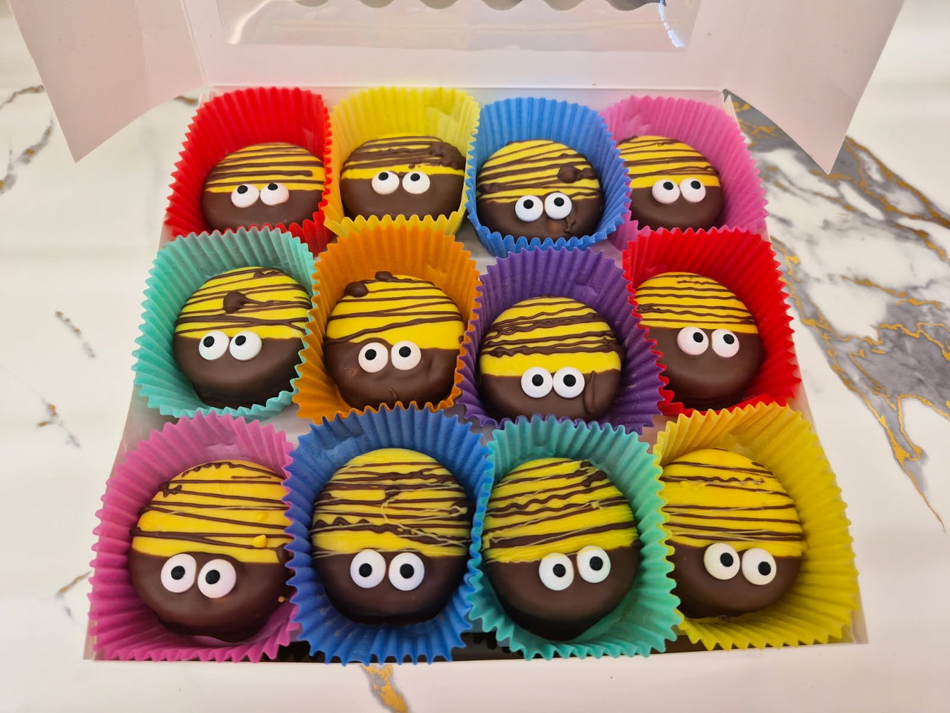 Bee Happy Oreo's Hand Decorated, box of 24 - Bear Creek Candy Kitchen