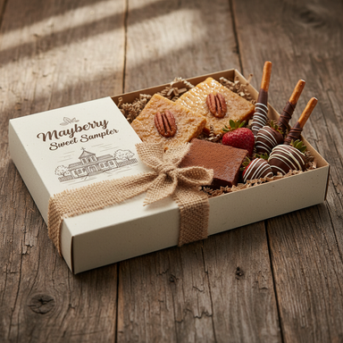 Mayberry Sweet Sampler gift box with pralines, fudge and chocolate treats
