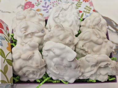 White Chocolate Covered Pecan Clusters in SPRING box 9 per box - Bear Creek Candy Kitchen